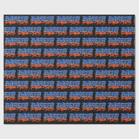 Gareth Vorname Name Graffiti blue orange Cadeaupapier (Vlak)