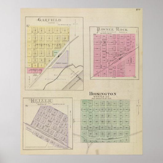 Garfield, Pawnee Rock, Heizer, Hoisington, Kansas Poster (Voorkant)