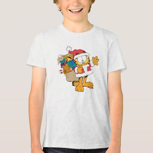 garfield santa cosplay Tri-Blend shirt (Voorkant)