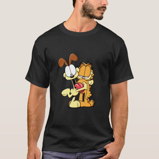 Garfield Schattige Odie Hugging Garfield Cartoon C T-shirt (Voorkant)