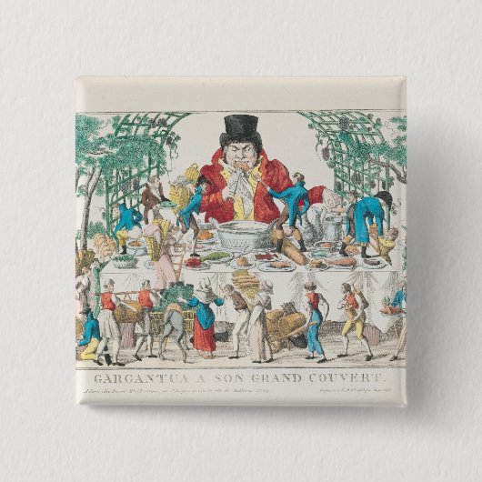 Gargantua aan zijn tafel vierkante button 5,1 cm (Voorkant)
