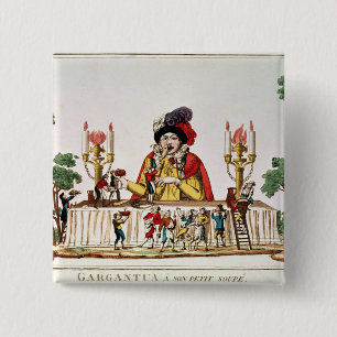 Gargantua bij zijn Little Supper, c.1800 Vierkante Button 5,1 Cm