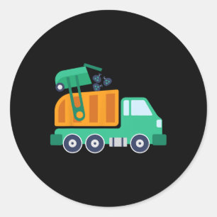 Garge Truck Waste Recyclen Trash Collector Earth D Ronde Sticker
