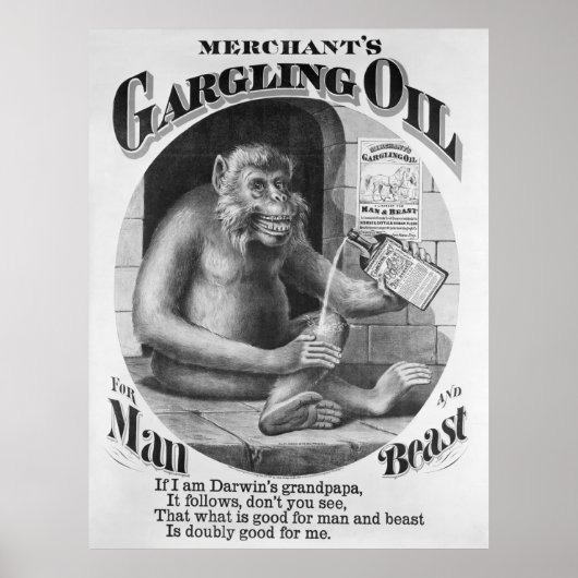 GARGLING OIL PATENT MEDICINE 1869 POSTER (Voorkant)