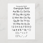 Gargoyle Bold - Zazzle Font Sampler Blad Briefkaart (Voorkant)