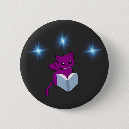 Gargoyle Cat/Winged Cat Reading Ronde Button 5,7 Cm (Voorkant)