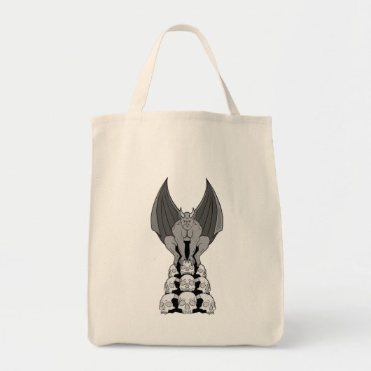Gargoyle demon over skulls tote bag (Voorkant)