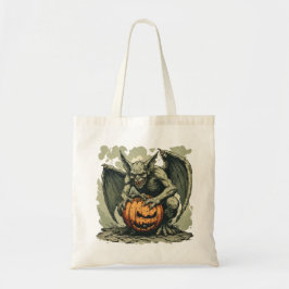 Gargoyle en een Halloween-pompoen op een Tote Bag