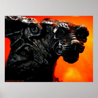 Gargoyle en vuur poster