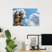Gargoyle en wolken poster (Thuiskantoor)