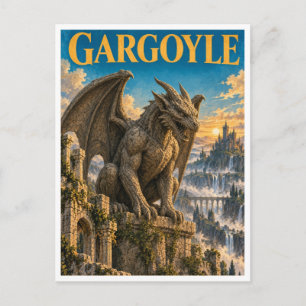 Gargoyle, gotische fantasie monster briefkaart