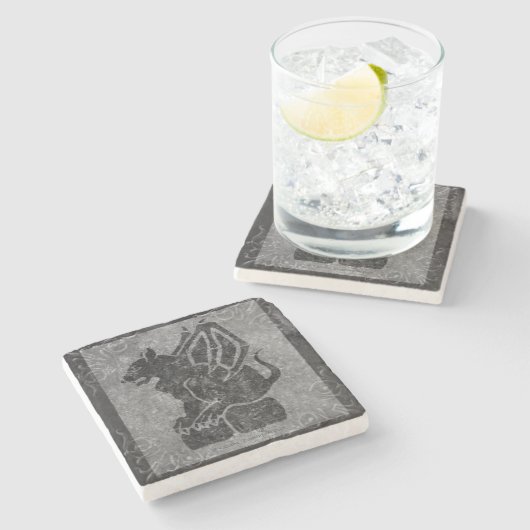 Gargoyle Gray Stone Scrolls Stenen Onderzetter (Zijkant)