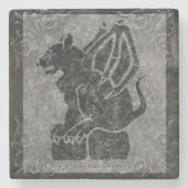 Gargoyle Gray Stone Scrolls Stenen Onderzetter (Voorkant)