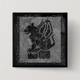 Gargoyle Gray Stone Scrolls Vierkante Button 5,1 Cm