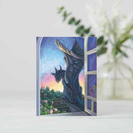 Gargoyle Guardian Fantasy Art Briefkaart (Staand voorkant)