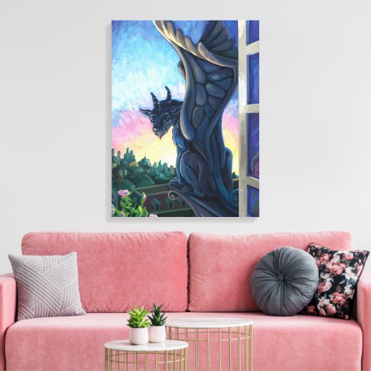 Gargoyle Guardian Fantasy Art Canvas Afdruk (Insitu (Woonkamer))