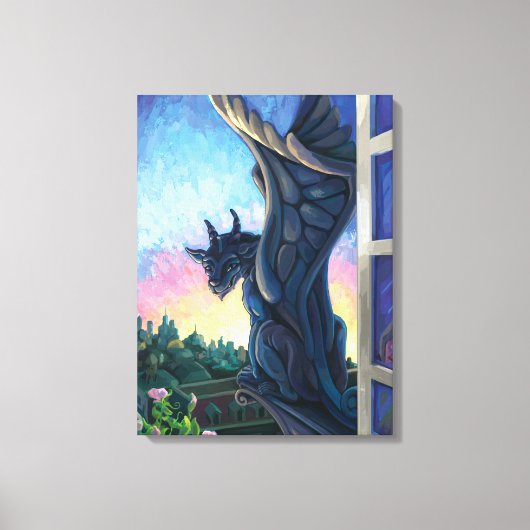 Gargoyle Guardian Fantasy Art Canvas Afdruk (Voorkant)