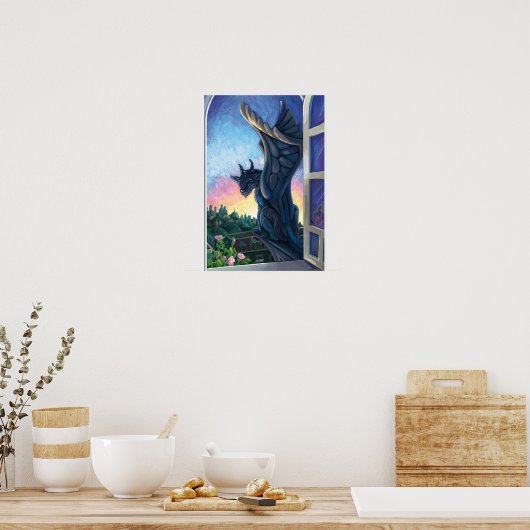 Gargoyle Guardian Fantasy Art Poster (Keuken)