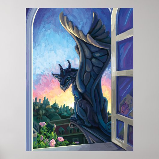 Gargoyle Guardian Fantasy Art Poster (Voorkant)