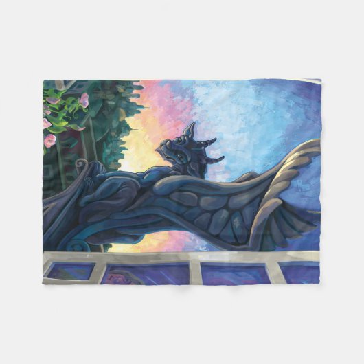 Gargoyle Guardian Fleece Deken (Voorkant (Horizontaal))
