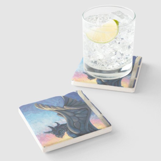 Gargoyle Guardian Stenen Onderzetter (Zijkant)