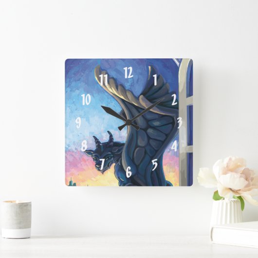 Gargoyle Guardian Vierkante Klok (Huis)