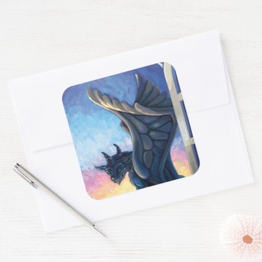 Gargoyle Guardian Vierkante Sticker (Envelop)
