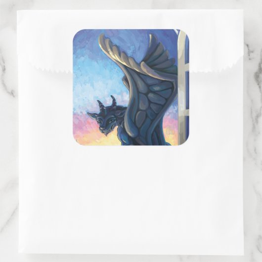 Gargoyle Guardian Vierkante Sticker (Tas)