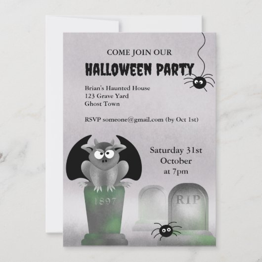 Gargoyle Halloween Party Invitation Kaart (Voorkant)