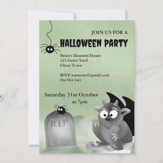 Gargoyle Halloween Party Invitation Kaart (Voorkant)
