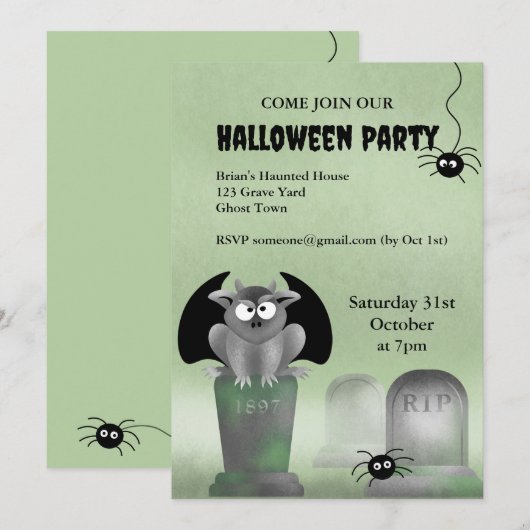 Gargoyle Halloween Party Invitation Kaart (Voorkant / Achterkant)