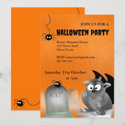 Gargoyle Halloween Party Uitnodiging (Voorkant / Achterkant)