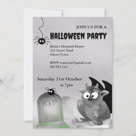 Gargoyle Halloween Party Uitnodiging (Voorkant)