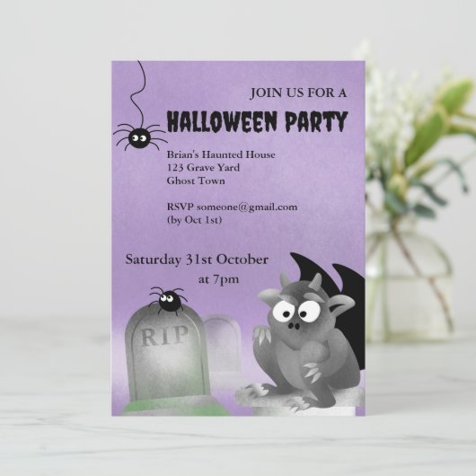 Gargoyle Halloween Party Uitnodiging (Staand voorkant)