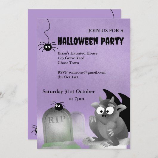 Gargoyle Halloween Party Uitnodiging (Voorkant / Achterkant)