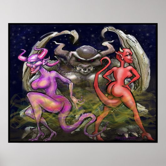 Gargoyle in donker gezicht poster (Voorkant)