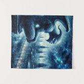 Gargoyle in Gotische stad bij nacht Wandkleed (Voorkant (horizontaal))