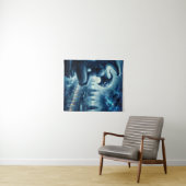 Gargoyle in Gotische stad bij nacht Wandkleed (In Situ (horizontaal))