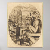  gargoyle kijken over stad poster (Voorkant)