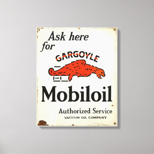 Gargoyle Mobiloil geautoriseerde service teken Canvas Afdruk (Voorkant)