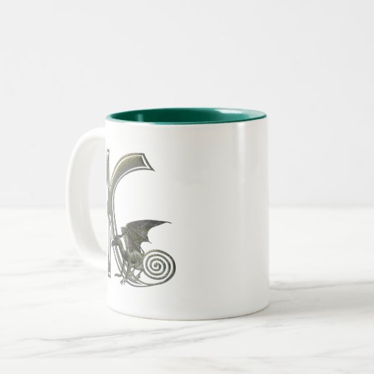 Gargoyle Monogram K Tweekleurige Koffiemok (Voorkant links)