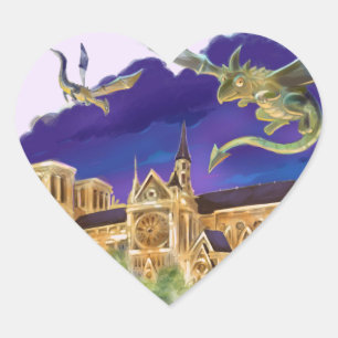 Gargoyle Notre Dame - Parijs Klassieke Hartsticker Hart Sticker