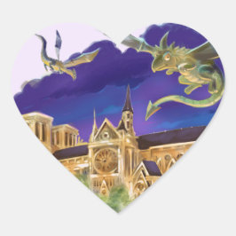 Gargoyle Notre Dame - Parijs Klassieke Hartsticker Hart Sticker