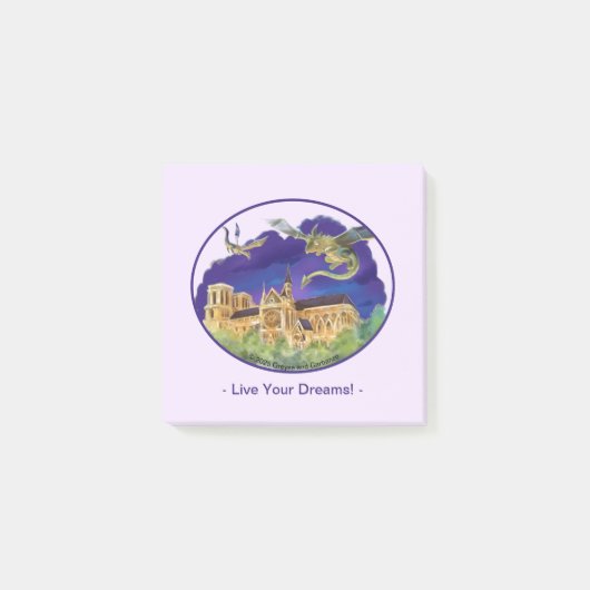 Gargoyle Notre Dame - Paris Droomnotities 3" x 3" Post-it® Notes (Voorkant)
