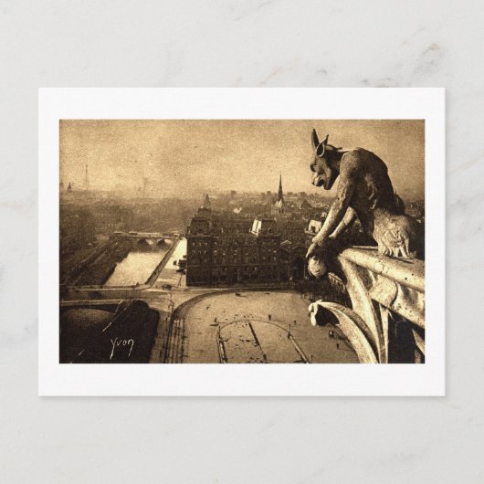 Gargoyle Notre Dame, Paris Frankrijk 1912  Briefkaart (Voorkant)