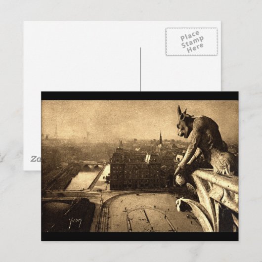 Gargoyle Notre Dame, Paris Frankrijk 1912  Briefkaart (Voorkant / Achterkant)