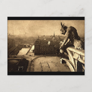 Gargoyle Notre Dame, Paris Frankrijk 1912 Briefkaart