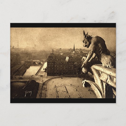 Gargoyle Notre Dame, Paris Frankrijk 1912  Briefkaart (Voorkant)