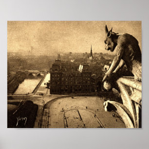 Gargoyle Notre Dame, Paris Frankrijk 1912  Poster