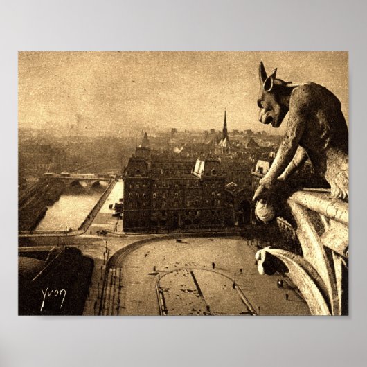Gargoyle Notre Dame, Paris Frankrijk 1912 Poster (Voorkant)